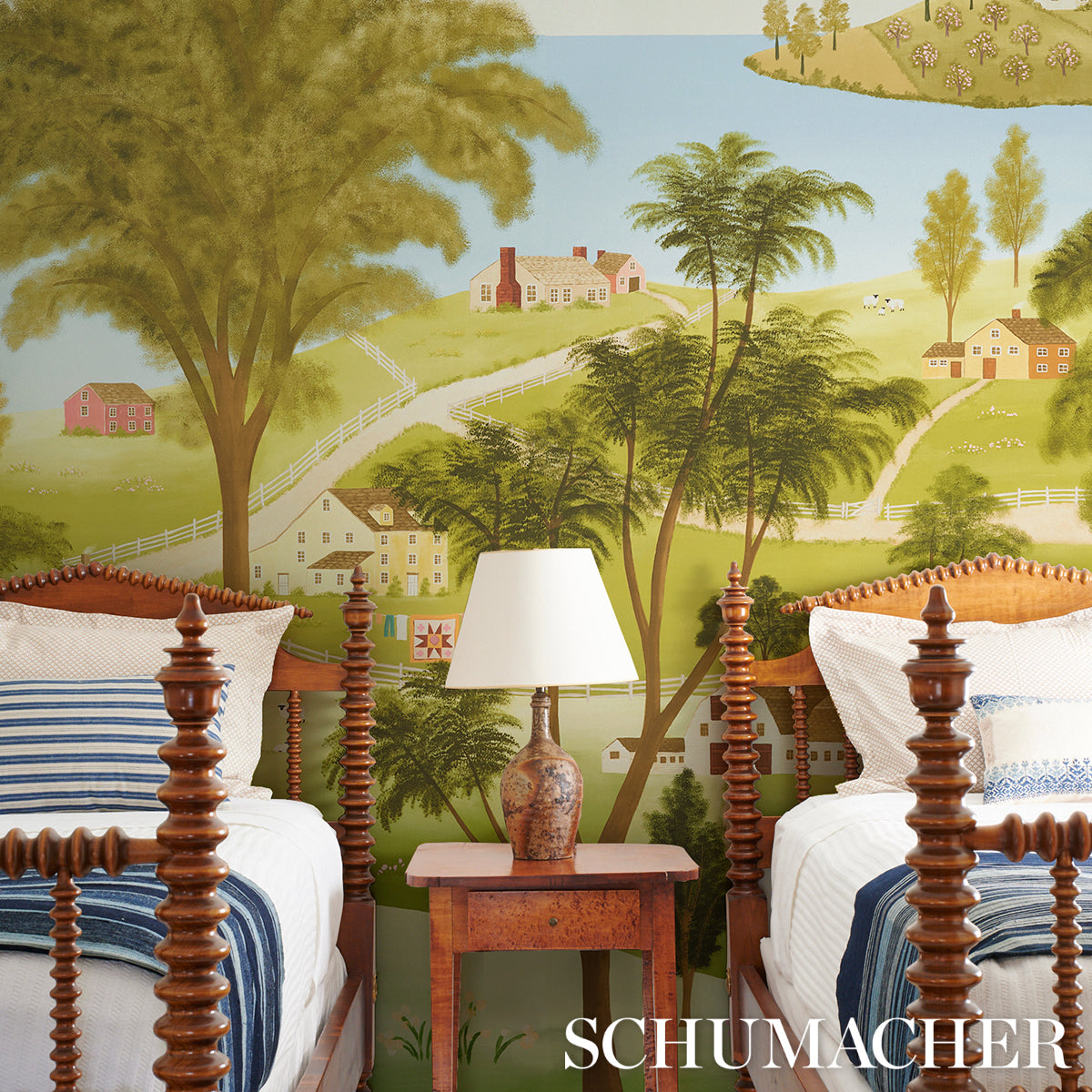Eaton's Landscape Panel Set Document Green Scenic Wall Mural – Schumacher 5014850