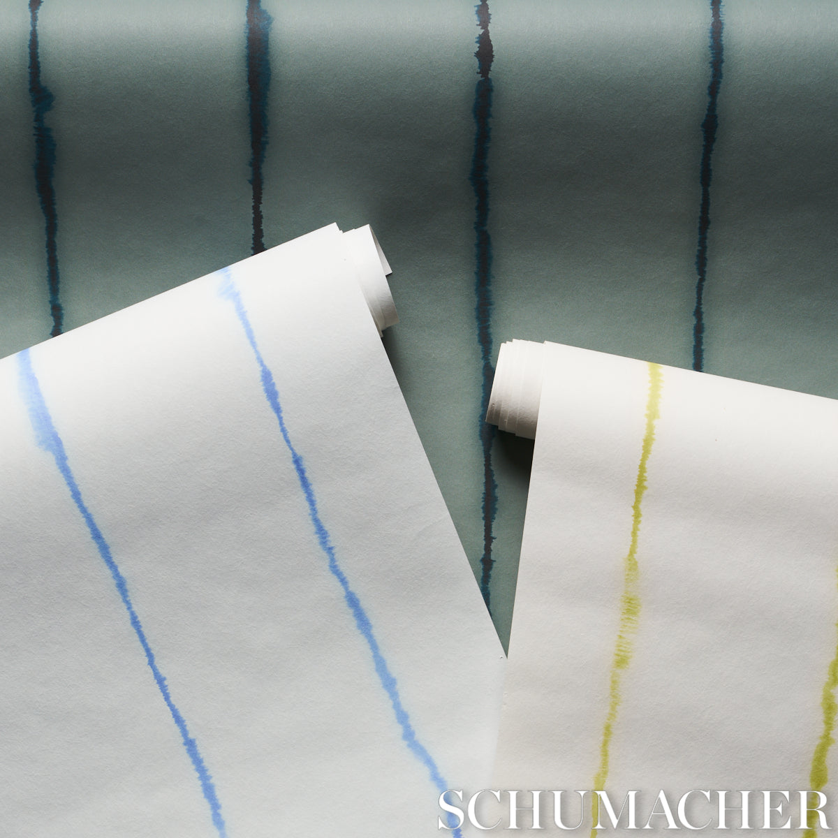 Ephemera Cornflower by Backdrop Watercolor Stripe Wallpaper – Schumacher 5014870