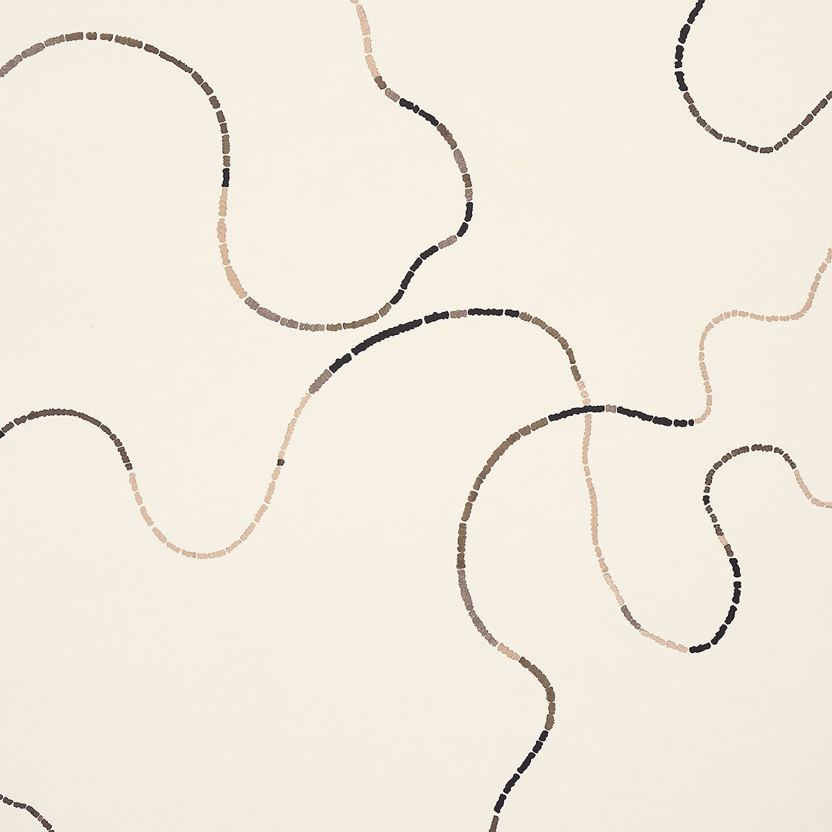 Turini Cocoa Multi wallpaper by Backdrop for Schumacher, featuring a large-scale vermicelli motif in neutral tones.