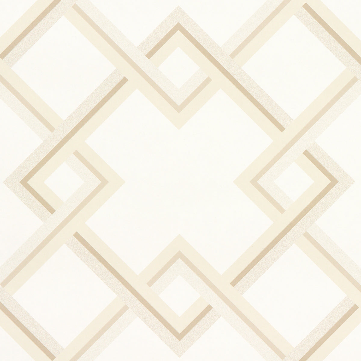 Mah Jong by Neisha Crosland in Light Ivory, a large-scale interlocking lattice Art Deco wallpaper by Schumacher