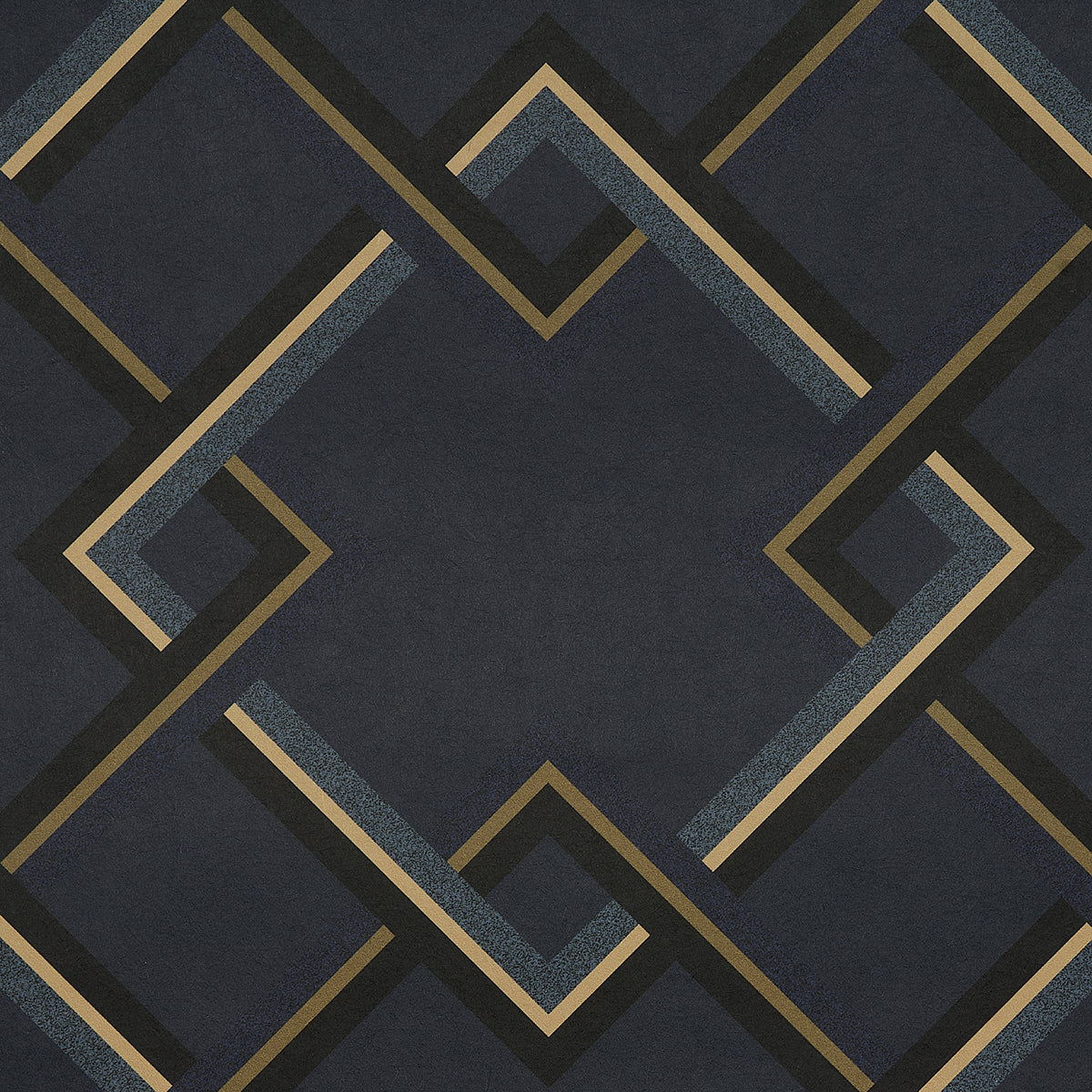 Mah Jong River Blue geometric lattice wallpaper by Neisha Crosland for Schumacher
