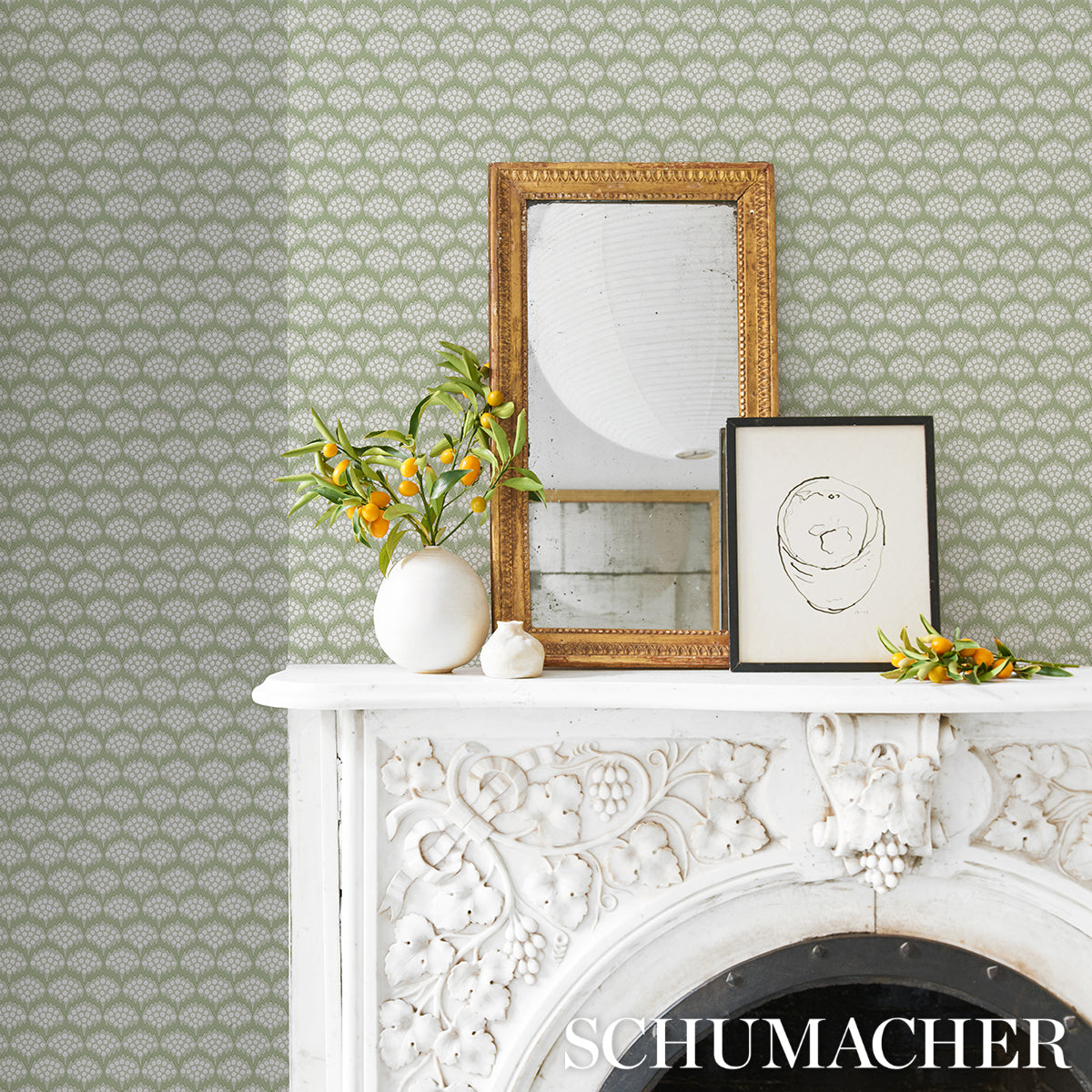 Pollen Moss by Neisha Crosland Abstract Floral Wallpaper – Schumacher 5014962