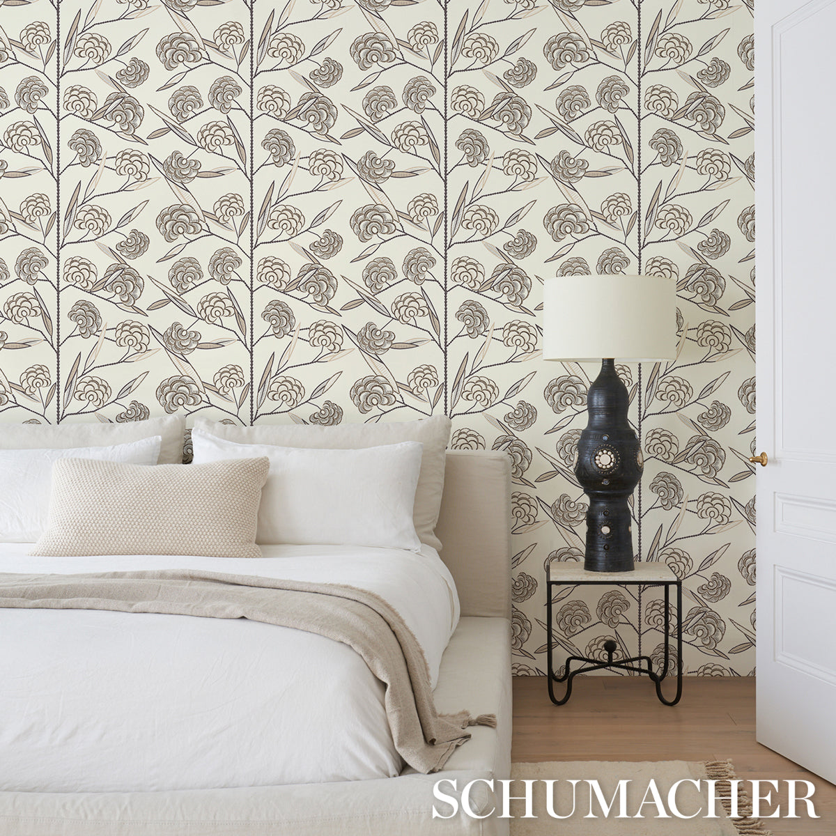 Jacob's Tree Black & Cream by Neisha Crosland Modern Tree of Life Wallpaper – Schumacher 5015031