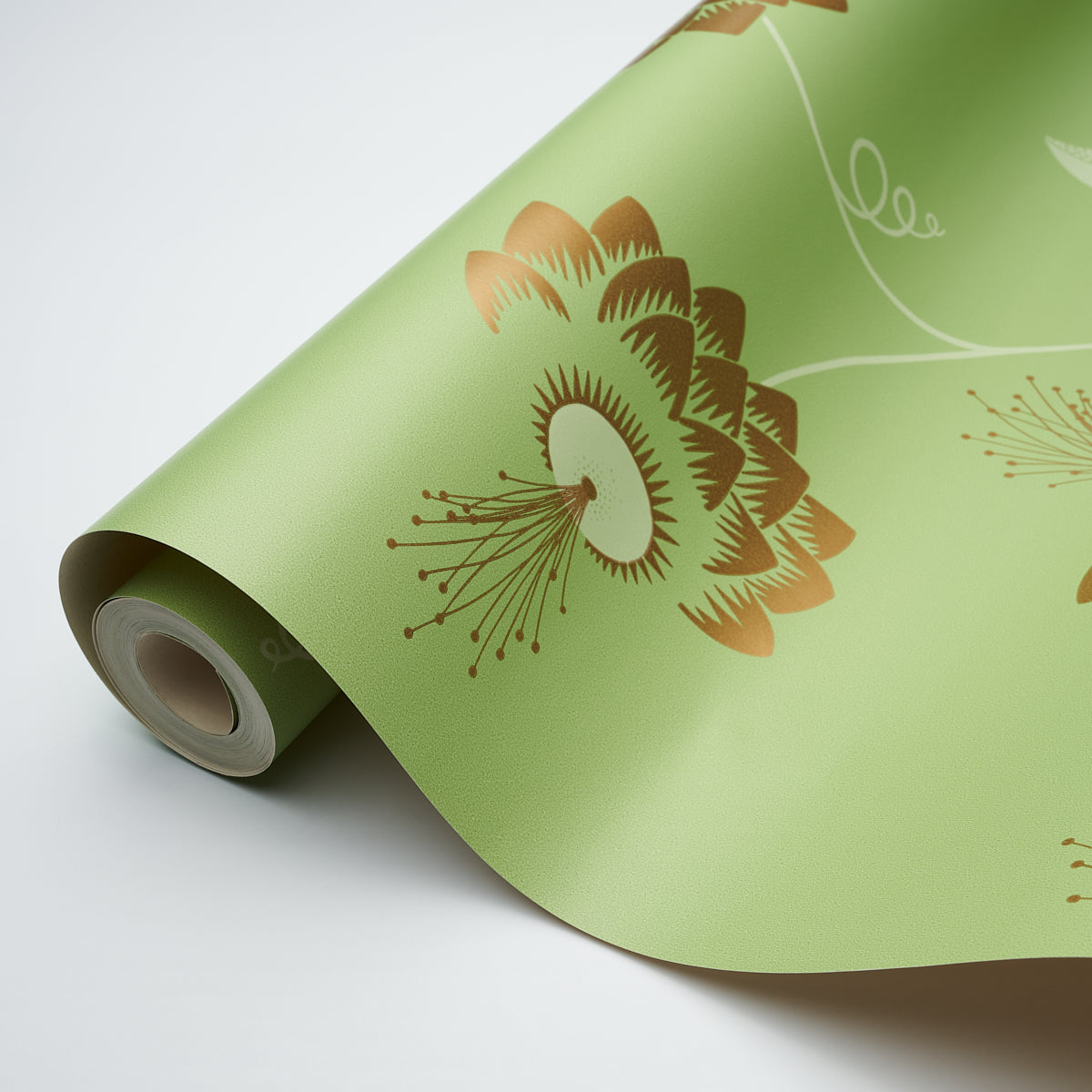 Merlin Plough Green by Neisha Crosland Art Deco Floral Wallpaper – Schumacher 5015051