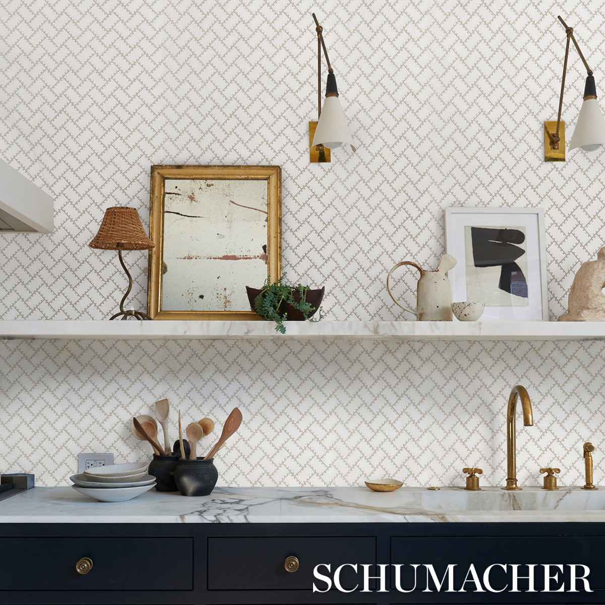 Parterre Silver by Neisha Crosland Geometric Wallpaper – Schumacher 5015081