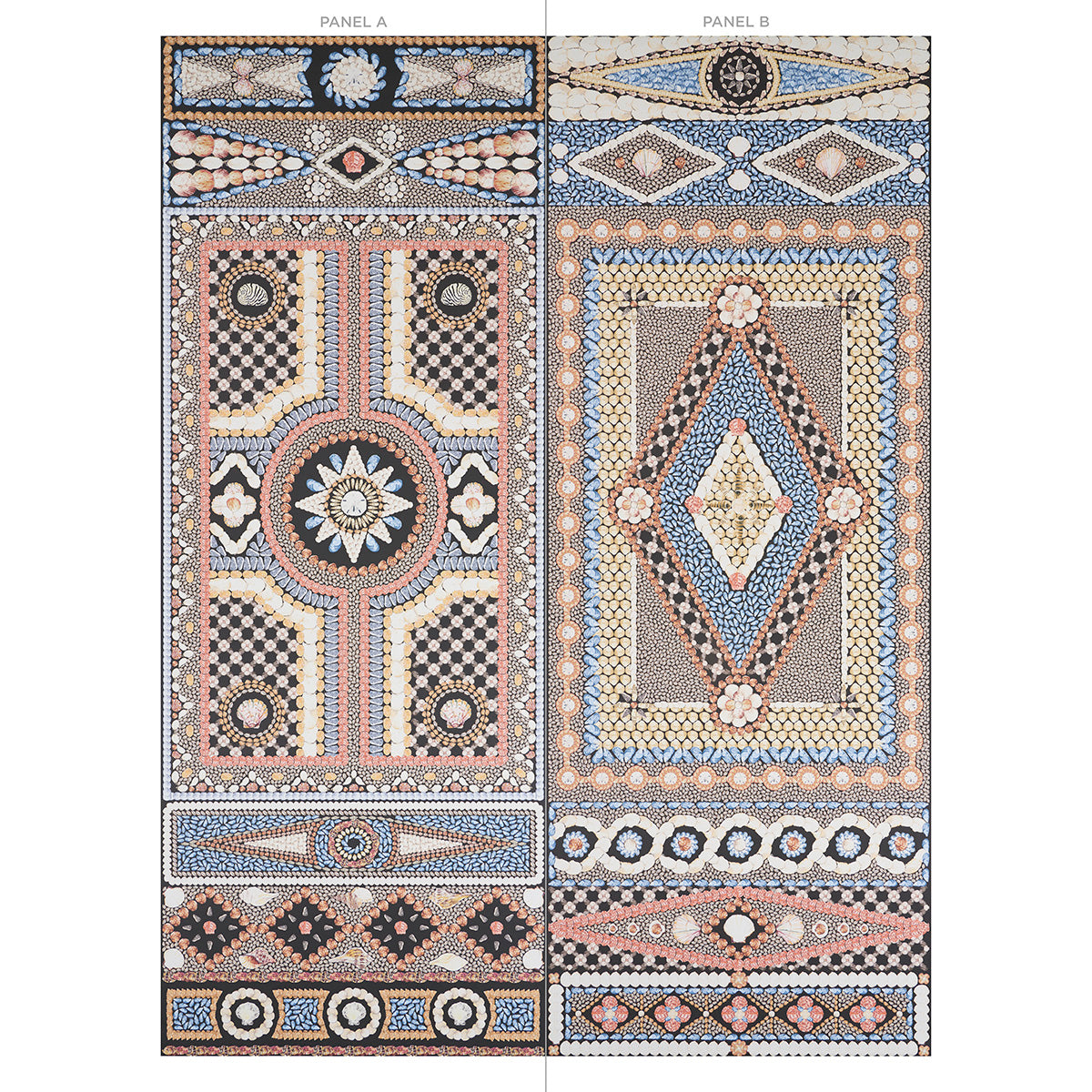 Shell Grotto Panel A Onyx Multi by Mary McDonald Panel Wallpaper – Schumacher 5015160