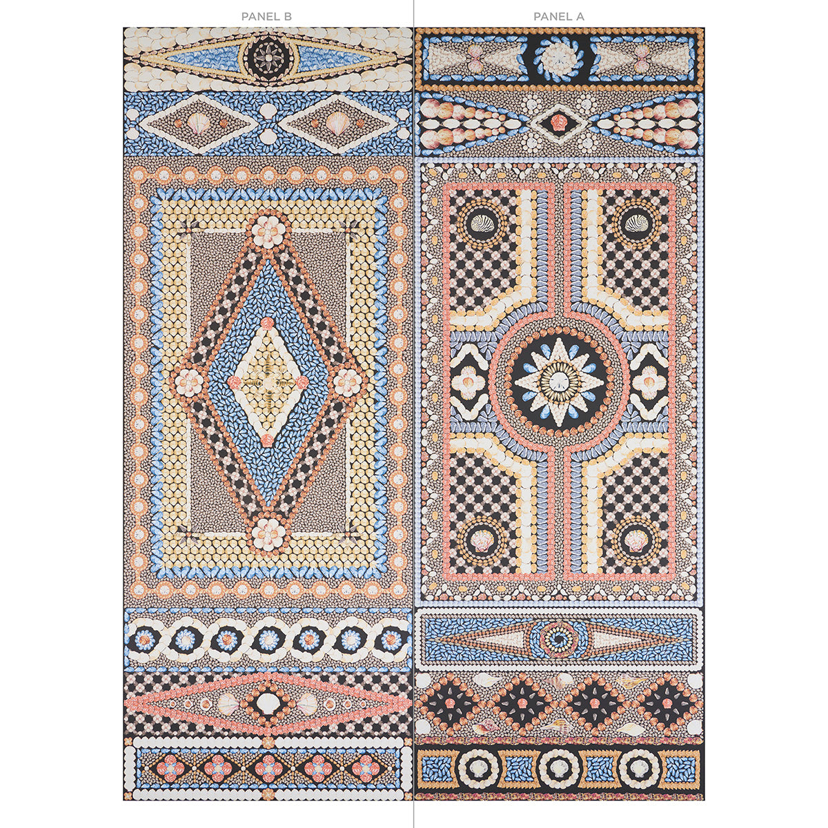 Shell Grotto Panel B Onyx Multi by Mary McDonald Designer Wall Mural – Schumacher 5015162