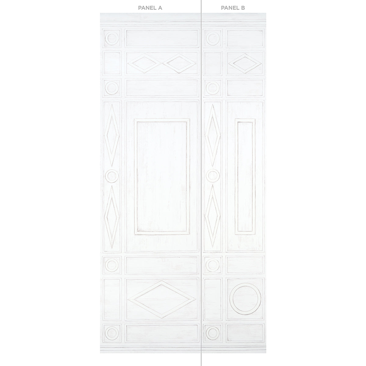 Swedish Manor Panel A White by Mary McDonald Neoclassical Panel Wallpaper – Schumacher 5015170