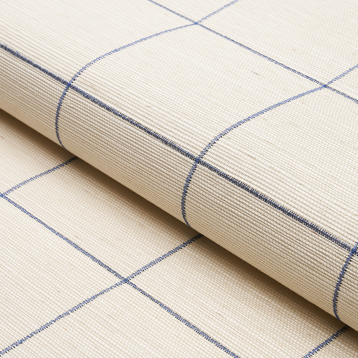 Windowpane Embroidered Sisal Navy by Schumacher – 5015200