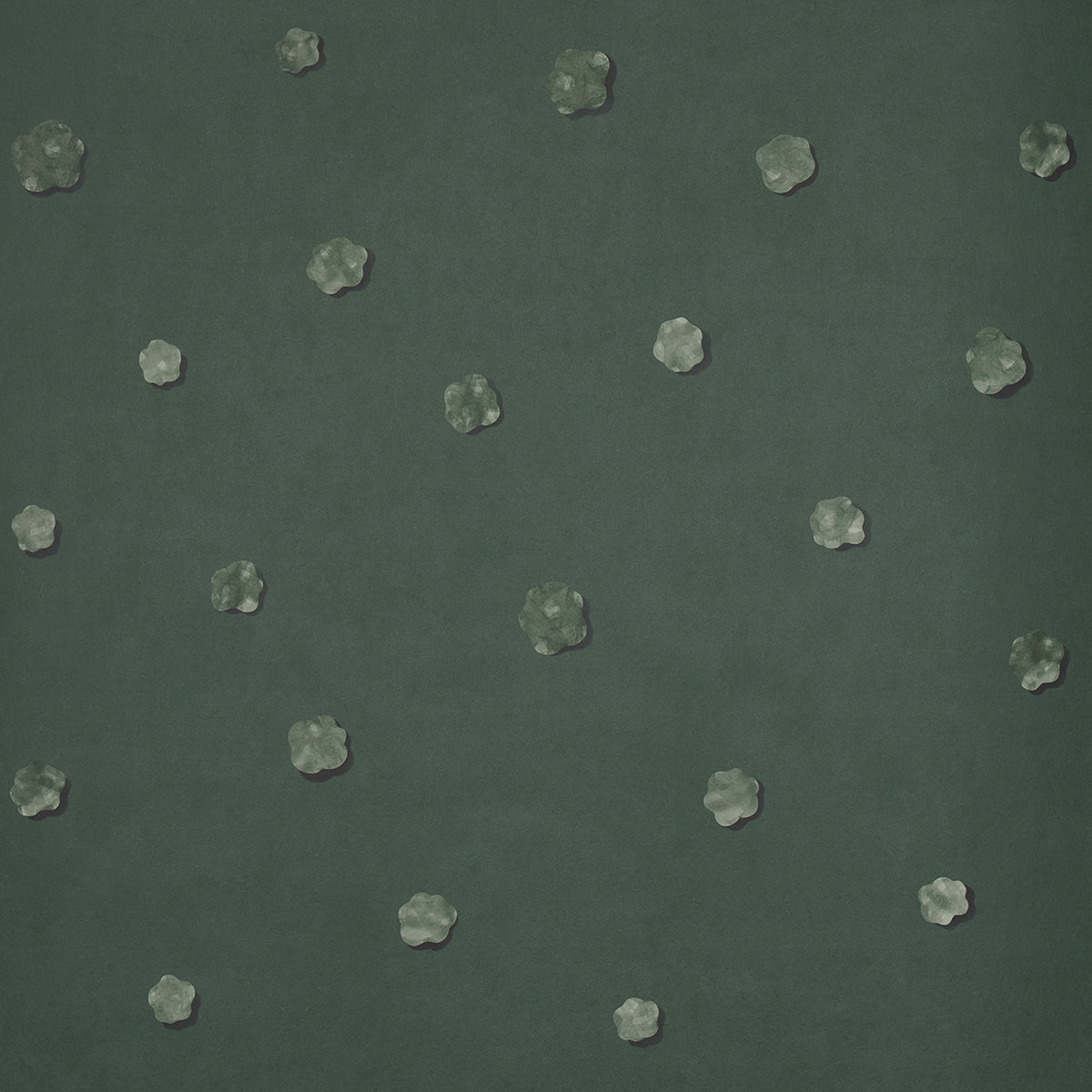 Heavenly Bodies wallpaper in deep green with abstract star and cloud motifs by Schumacher