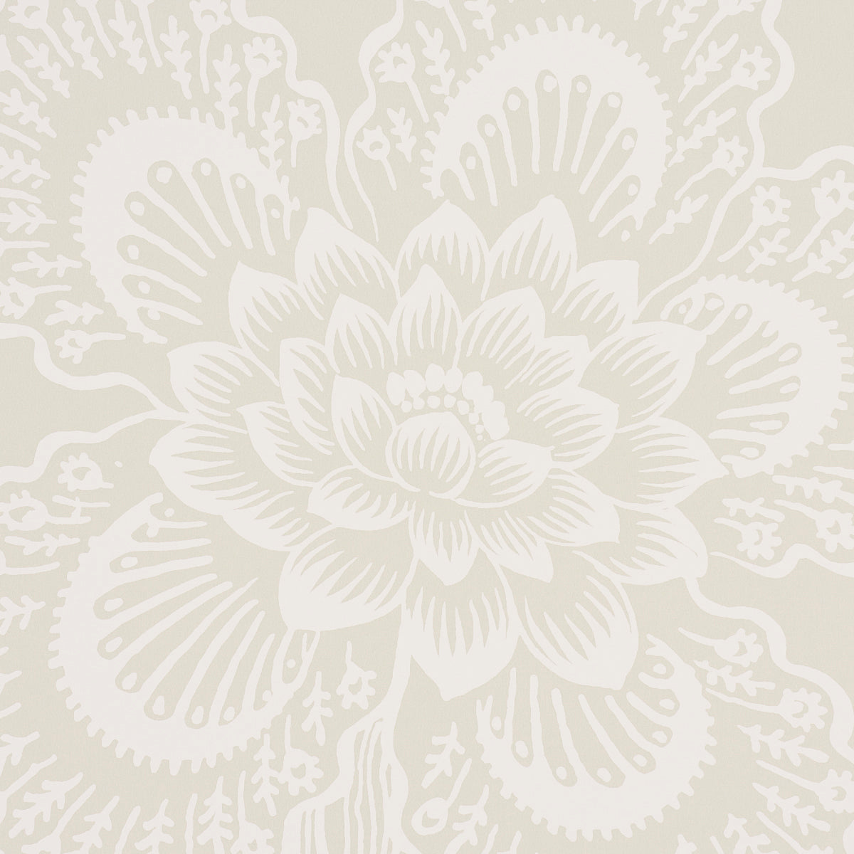 Hothouse Flowers Silhouette Cream by Schumacher – Celerie Kemble Designer Wallpaper 5015320