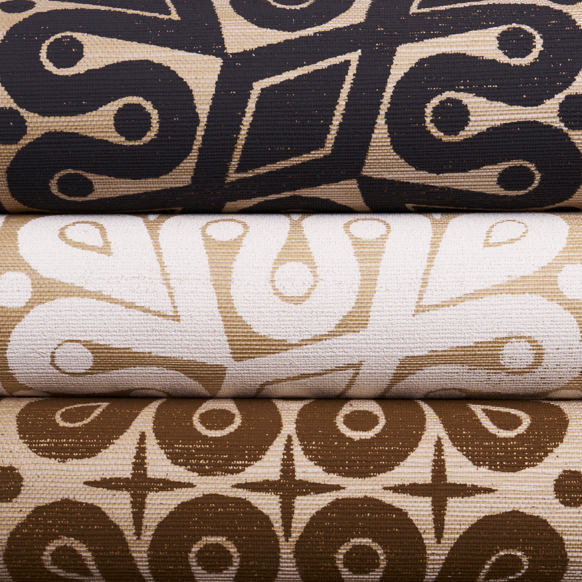 Borneo Grasscloth Black by Schumacher Celerie Kemble Hand Screen Printed Wallpaper – Schumacher 5015412
