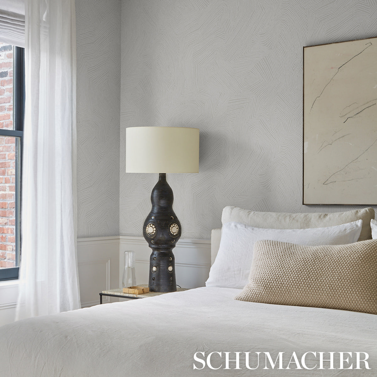 Labyrinth Grand Sandstone by Schumacher Earth and Sky Collection Large-Scale Geometric Wallpaper – Schumacher 5015431