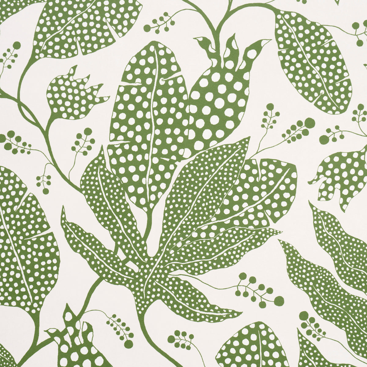 Polka Dot Jungle Green & Ivory by Marian McEvoy Botanical Wallpaper – Schumacher 5015463