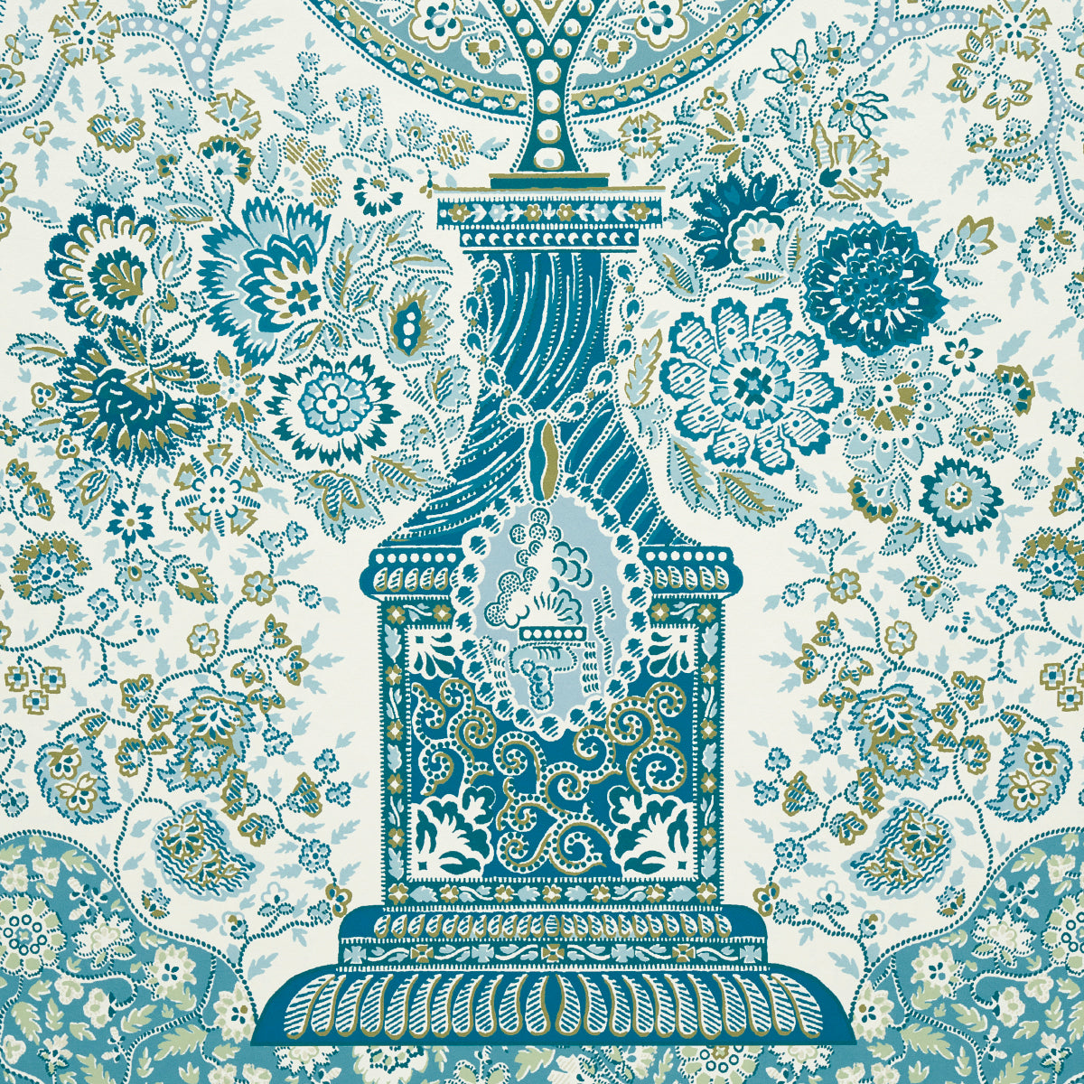 Colmery Paisley Panel Set Peacock by Schumacher Large-Scale Paisley Wall Mural – Schumacher 5015510