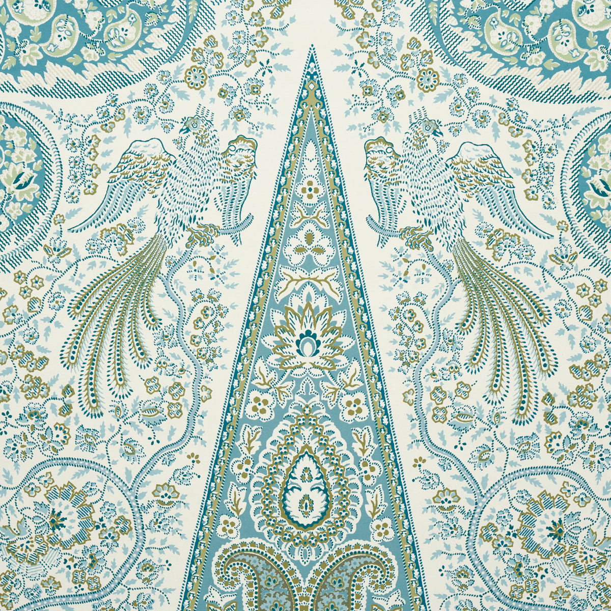 Colmery Paisley Panel Set Peacock by Schumacher Large-Scale Paisley Wall Mural – Schumacher 5015510