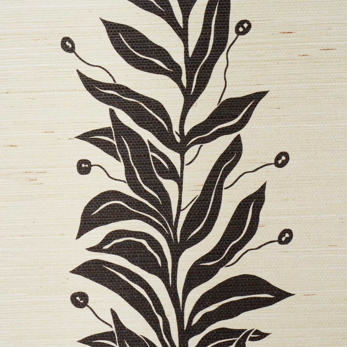 Tendril Stripe Sisal Black & Cream by Marian McEvoy Botanical Stripe Wallpaper – Schumacher 5015562