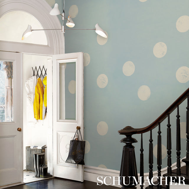 Monte Carlo Soft Blue by Backdrop Large-Scale Polka Dot Wallpaper – Schumacher 5015592
