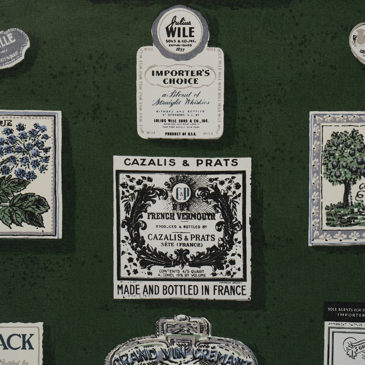 SALUD Rosemary by Backdrop Retro Liquor Label Wallpaper – Schumacher 5015602