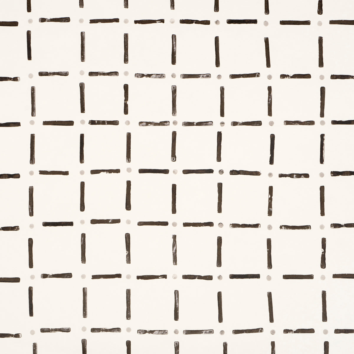 Drifting Grid wallpaper in black by Caroline Z Hurley for Schumacher, featuring a playful hand-drawn grid pattern.