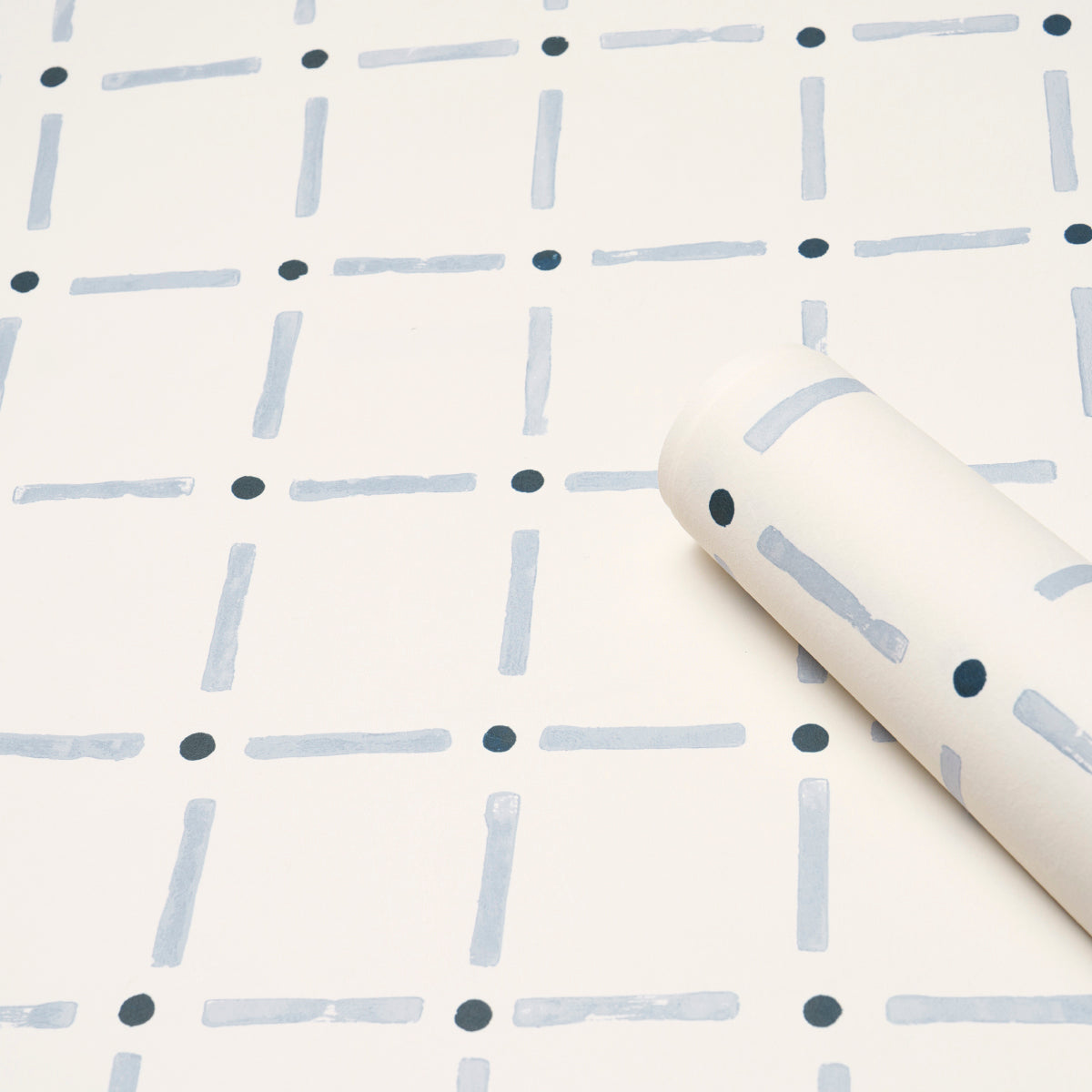 Drifting Grid Sky by Caroline Z Hurley Modern Plaid Wallpaper – Schumacher 5015611