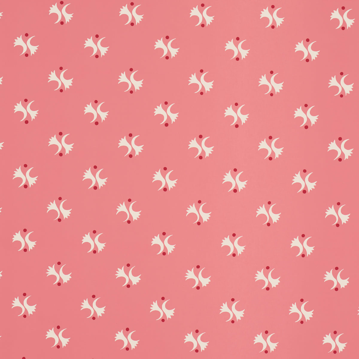 LAVIGNE wallpaper in Rouge by Schumacher, featuring a playful abstract motif on a pink-red background.