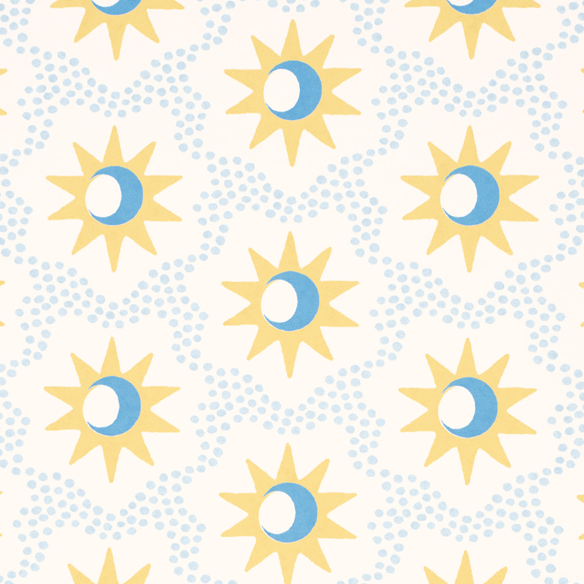 Lucie Yellow & Sky Celestial Starburst Wallpaper – Schumacher 5015760