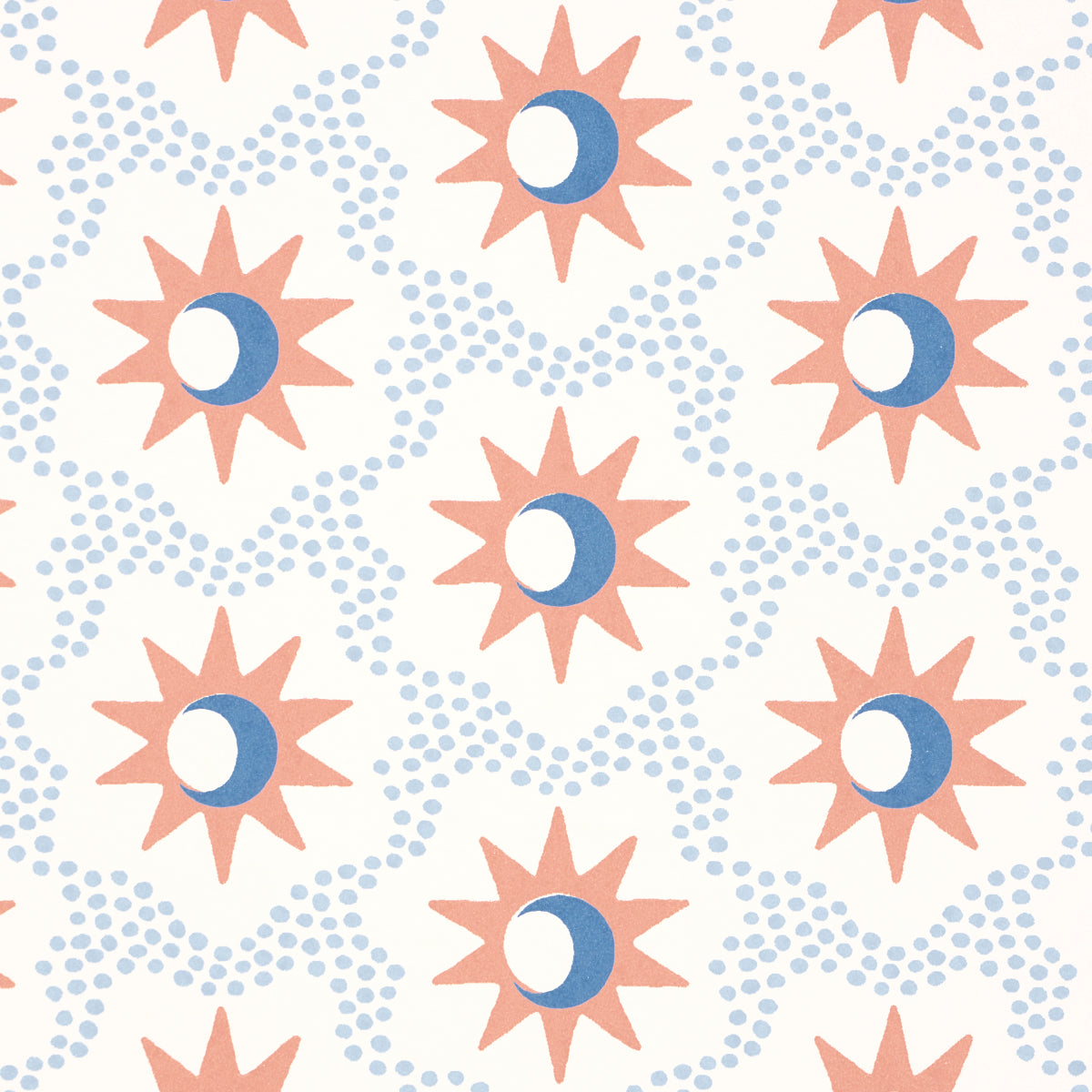 Lucie Clay & Blue Celestial Starburst Wallpaper by Schumacher – 5015761