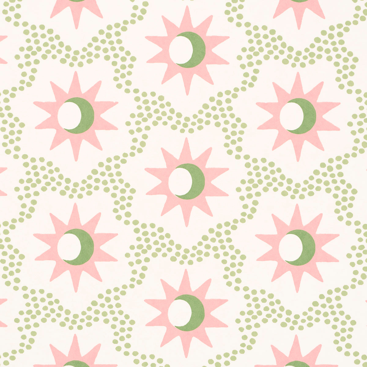 Lucie Pink & Green Celestial Starburst Wallpaper – Schumacher 5015762