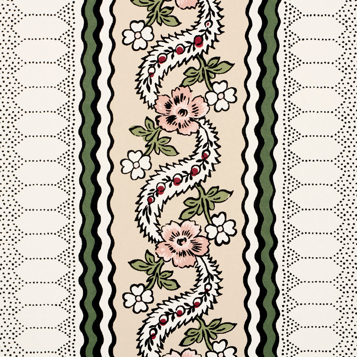 Serena Stripe Rose by Rita Konig Vintage-Inspired Floral Stripe Wallpaper – Schumacher 5015932