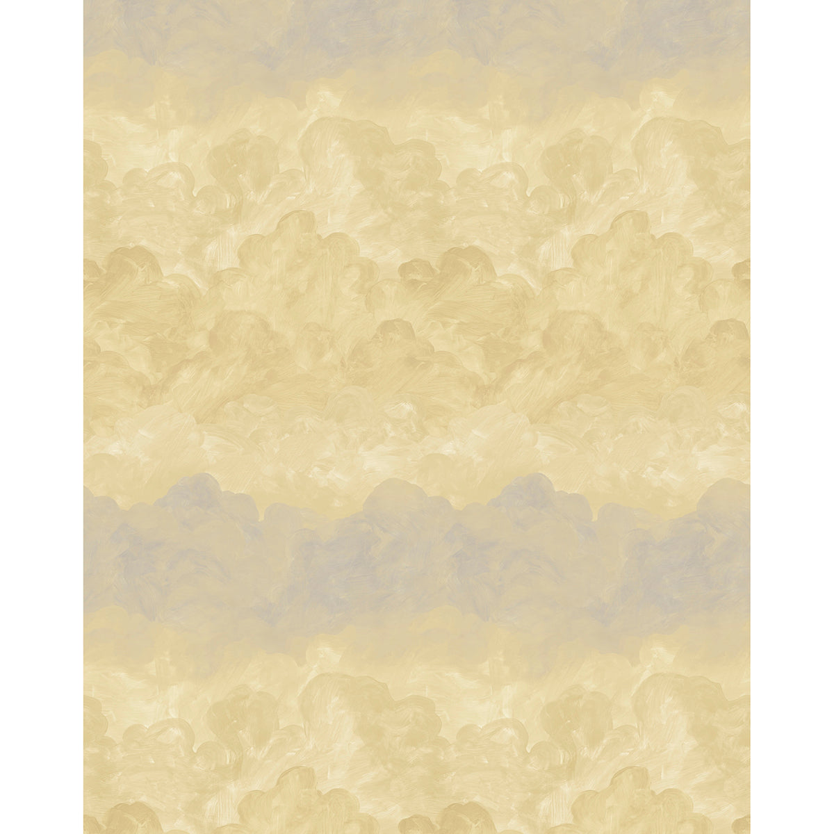 Painted Sky Sunbeam wallpaper by Backdrop x Xavier Donnelly for Schumacher, featuring a hand-painted cloudscape in soft yellow and cream tones.