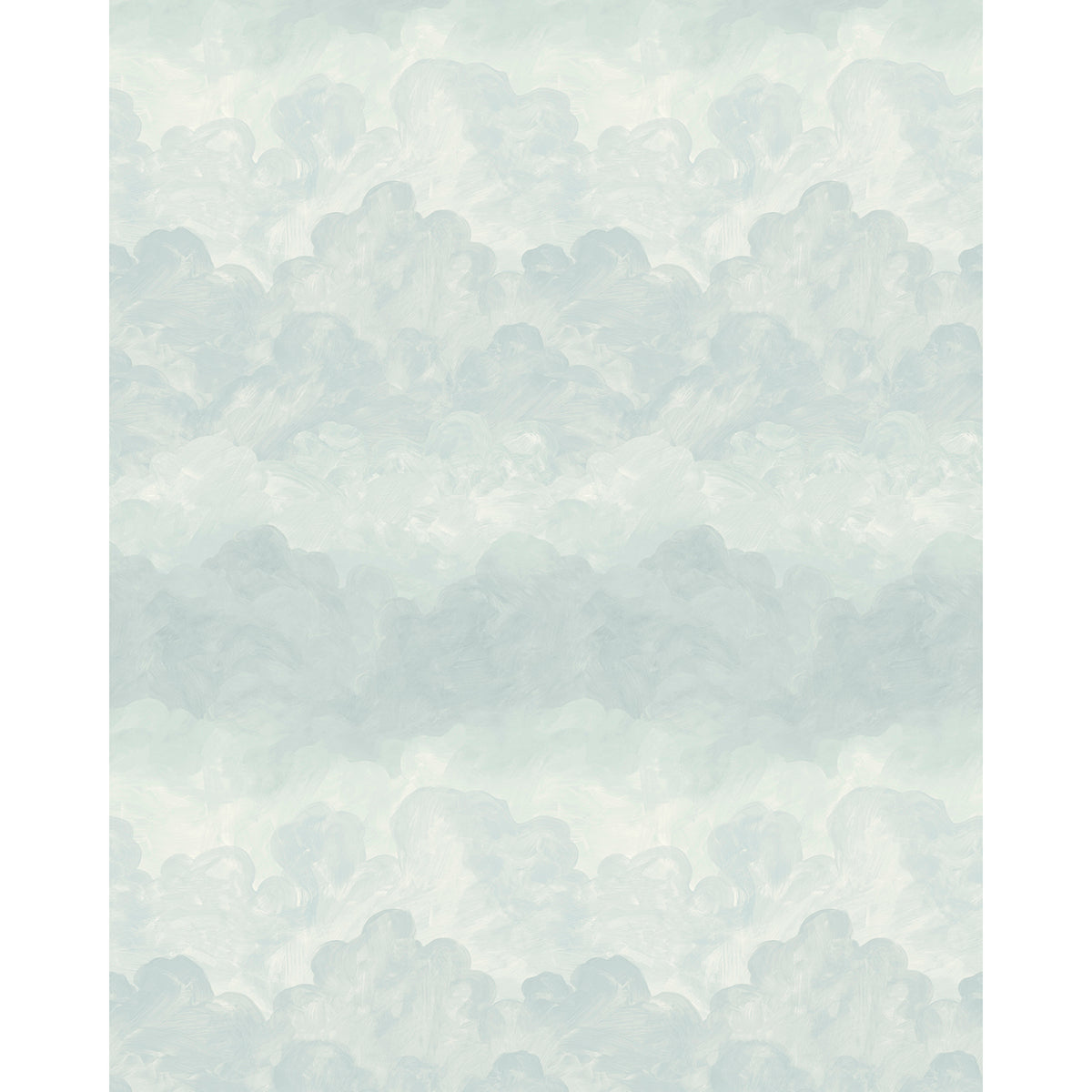 Painted Sky wallpaper in Air by Backdrop x Xavier Donnelly for Schumacher, featuring a hand-painted cloudscape in soft blue and white tones.
