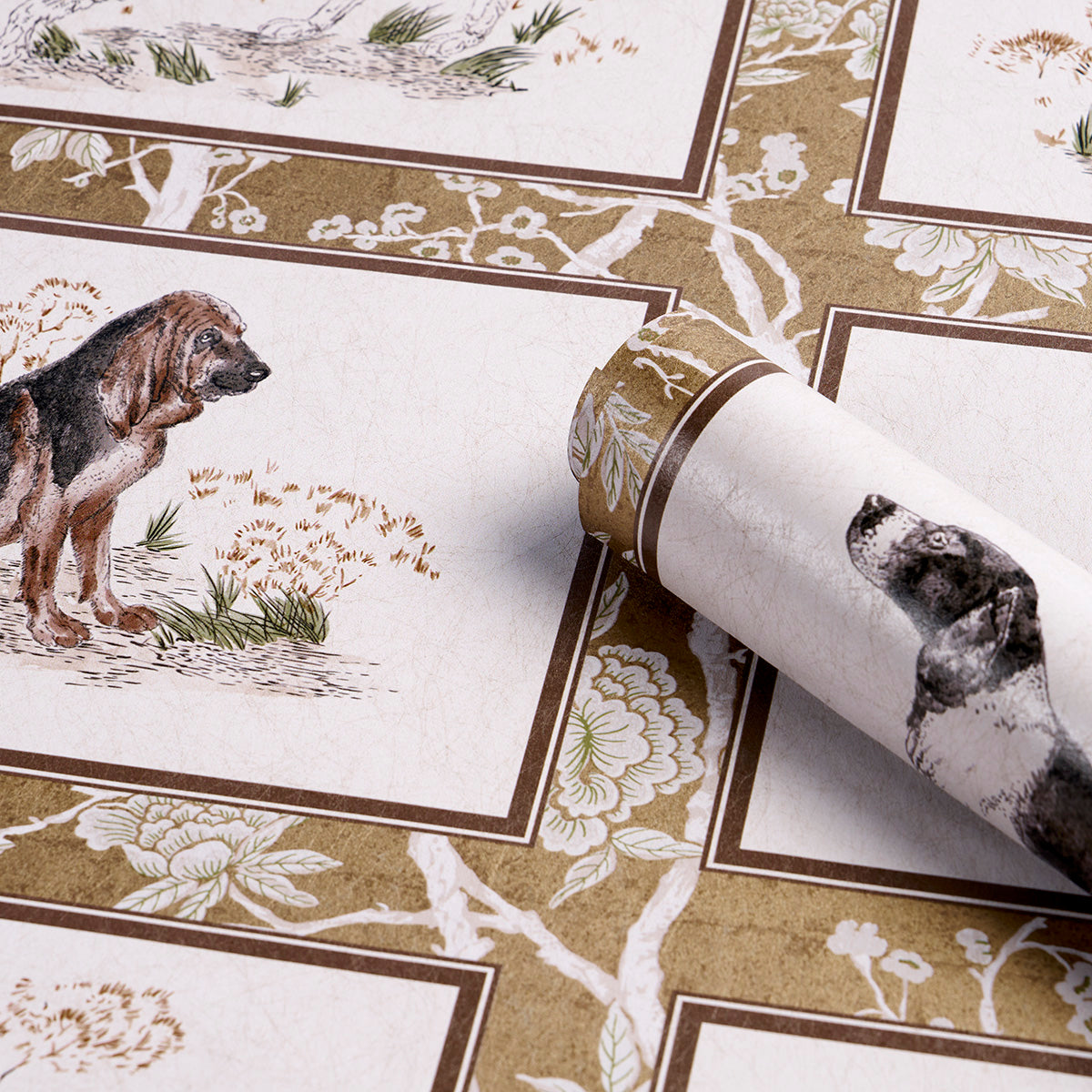Chaser's Legacy Metallic Gold by Schumacher Dog Portrait Wallpaper – Schumacher 5016050