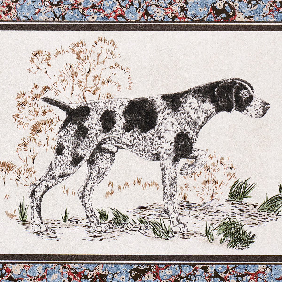 Chaser's Legacy Slate by Schumacher Framed Dog Portraits Wallpaper – Schumacher 5016080