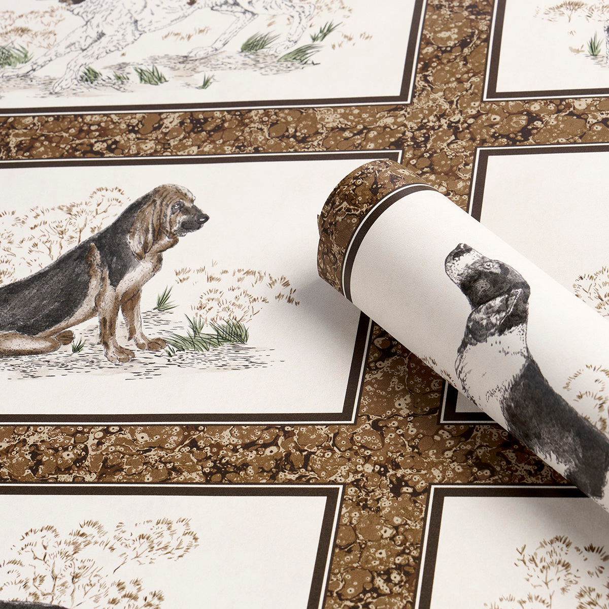 Chaser's Legacy Bark by Schumacher Framed Dog Portraits Wallpaper – Schumacher 5016081