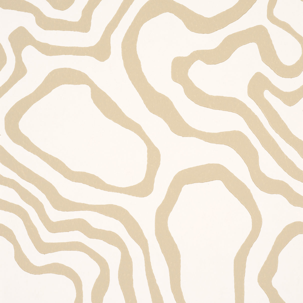 DEFEO Sand by Schumacher - Modern topographic pattern wallpaper in beige and white, surface-printed on fibrous paper ground.