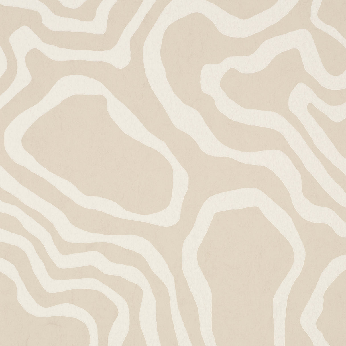 DEFEO Bone by Schumacher - Modern topographic pattern wallpaper in neutral tones, surface-printed on fibrous paper ground.