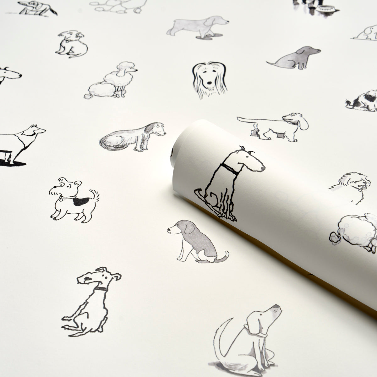 GOOD DOGS EVERYWHERE Black & White by Schumacher – The New Yorker Collection Dog Wallpaper – 5016130