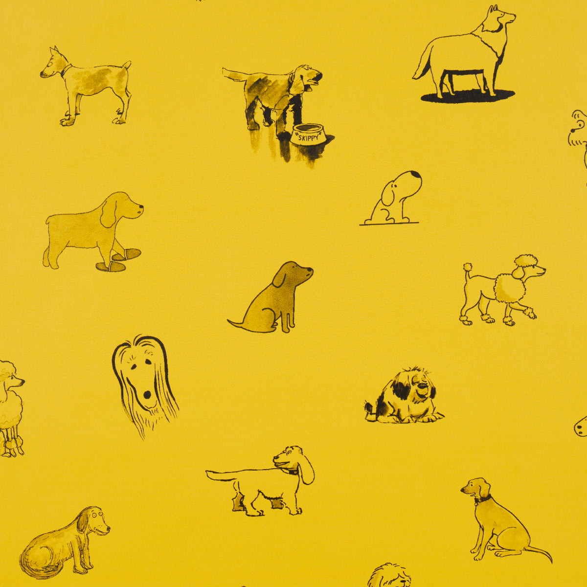 Good Dogs Everywhere Taxi-Cab Yellow by Schumacher The New Yorker Collection Wallpaper – Schumacher 5016131