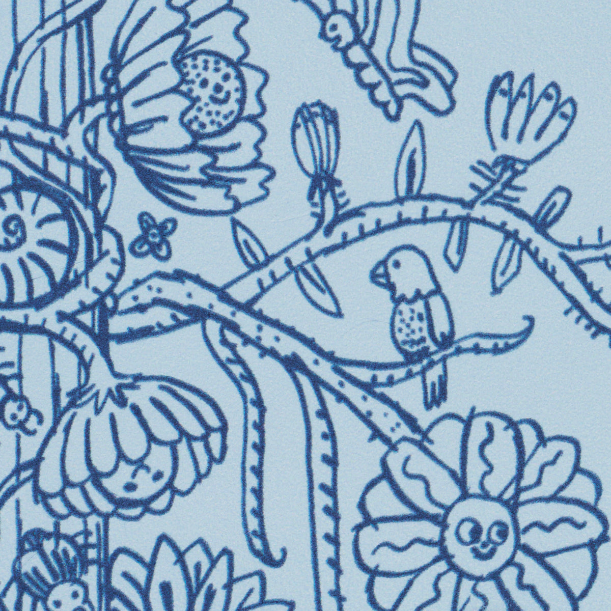 Edward Steed's Towers of Flowers Sky Blue & Navy by Schumacher The New Yorker Collection Wallpaper – Schumacher 5016142