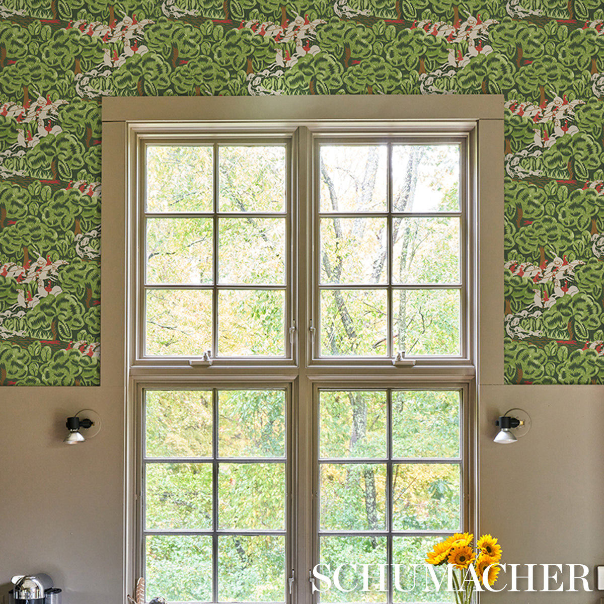 Margaret Schloeman's Fox Chase Forest by Schumacher The New Yorker Collection Art Deco Scenic Wallpaper – Schumacher 5016150