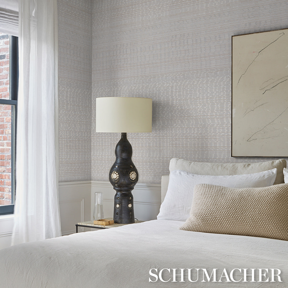 Etti Waterlily Wallcovering Silver by Schumacher – Patterson Flynn Designer Wallpaper 5016221