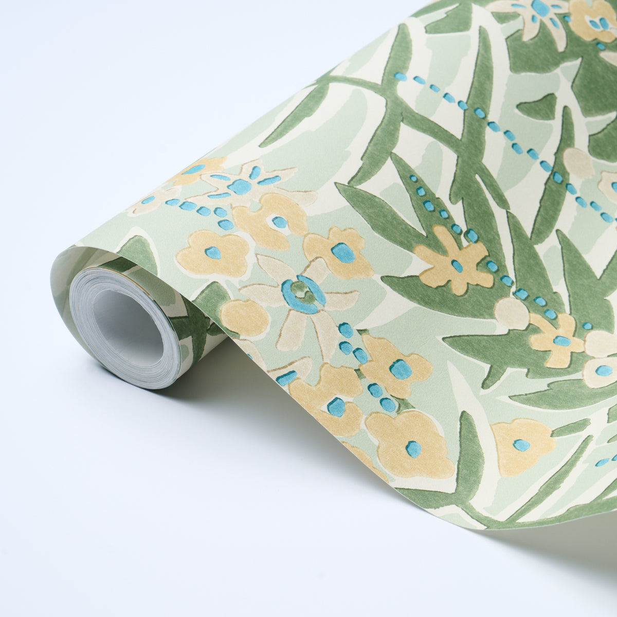Ashbee Botanical Aqua by Schumacher Craft Revival Collection Wallpaper – Schumacher 5016250