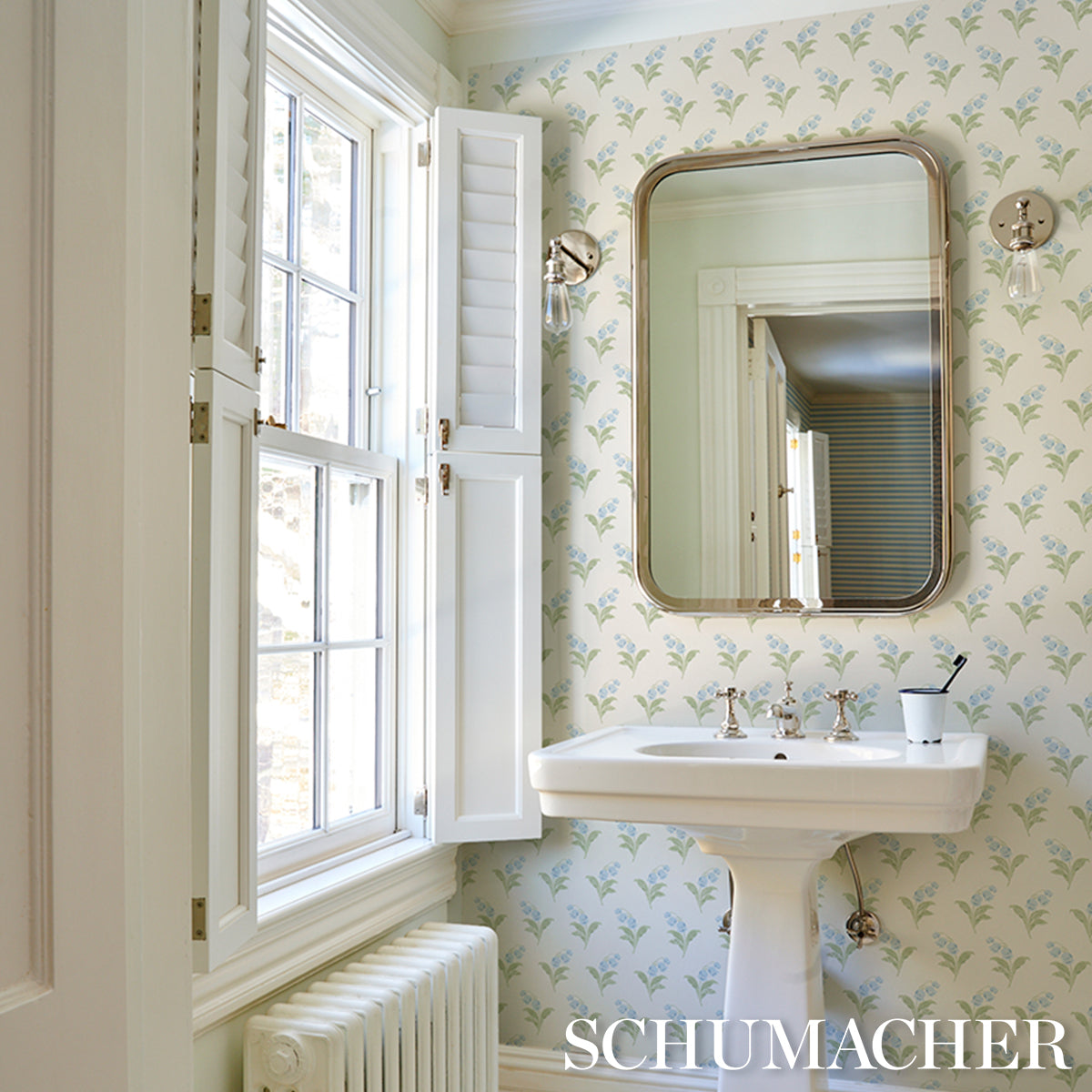 Lily of the Valley Bluebell by Schumacher Classic Floral Wallpaper – Schumacher 5016280