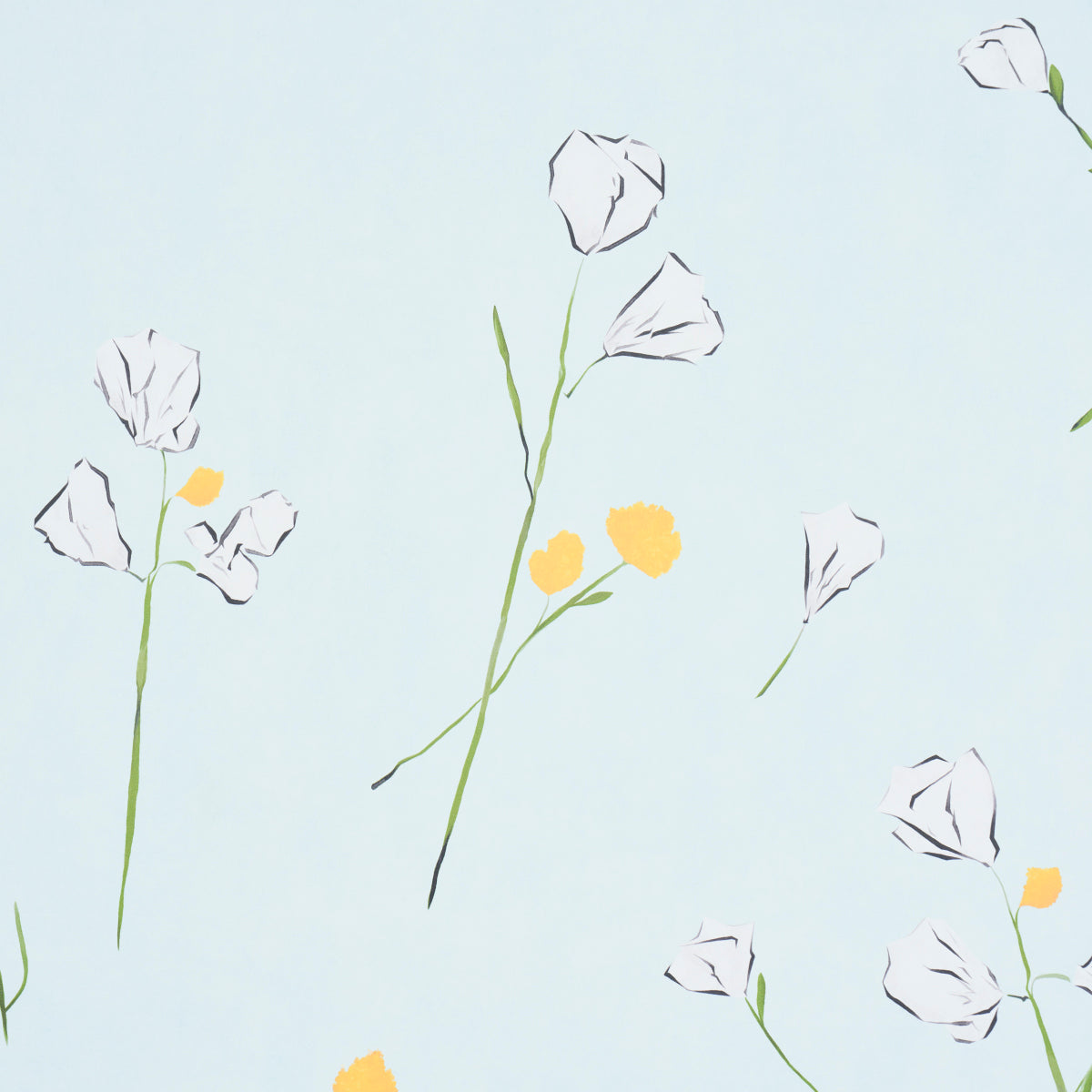 Alex's Floral Mist Blue by Schumacher Painterly Floral Wallpaper – Schumacher 5016401
