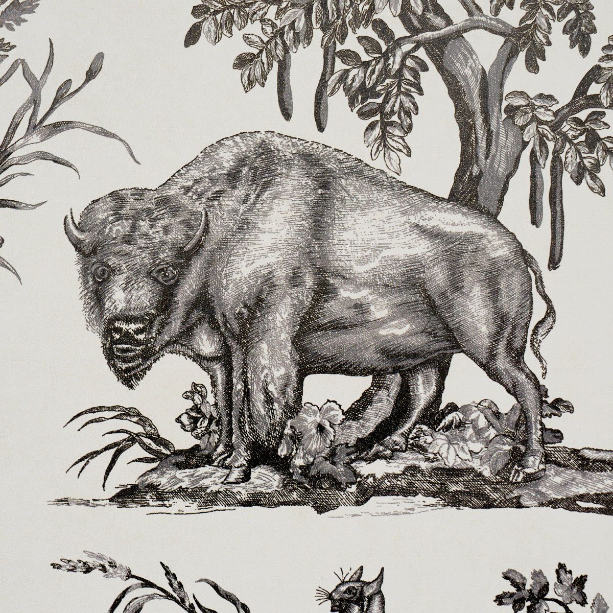 Western Toile Carbon by Schumacher Scenic Animal Wallpaper – Schumacher 5016440