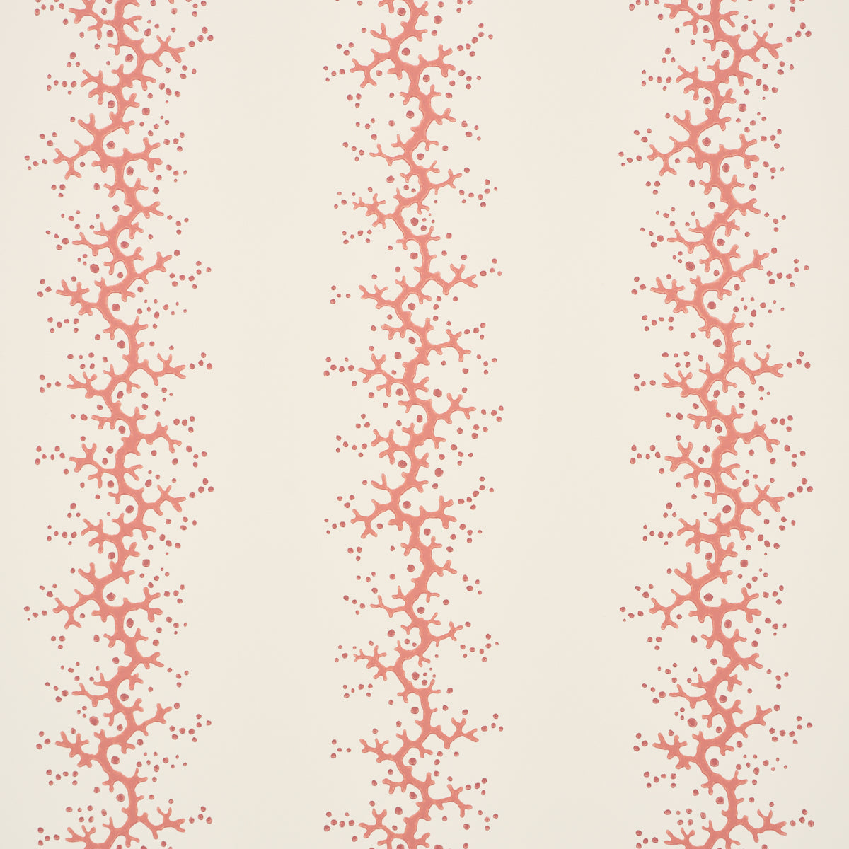 Coral Stripe wallpaper by Schumacher featuring delicate coral branches in a stripe pattern on a light background.