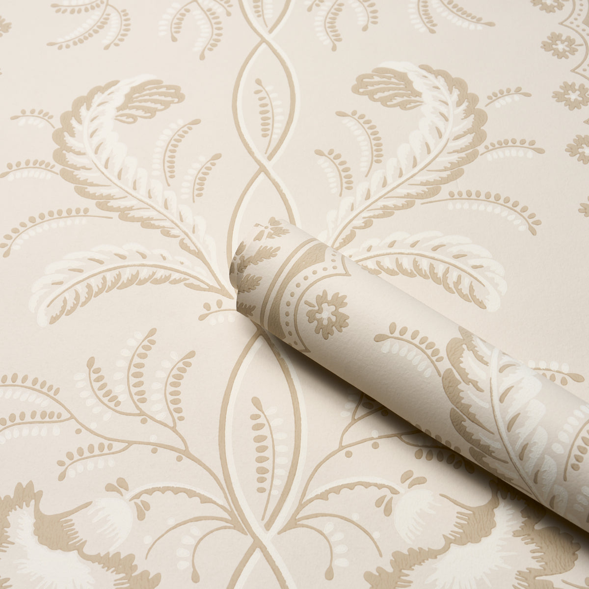 Bell Flowers Neutral Floral Stripe Wallpaper – Schumacher 5016492