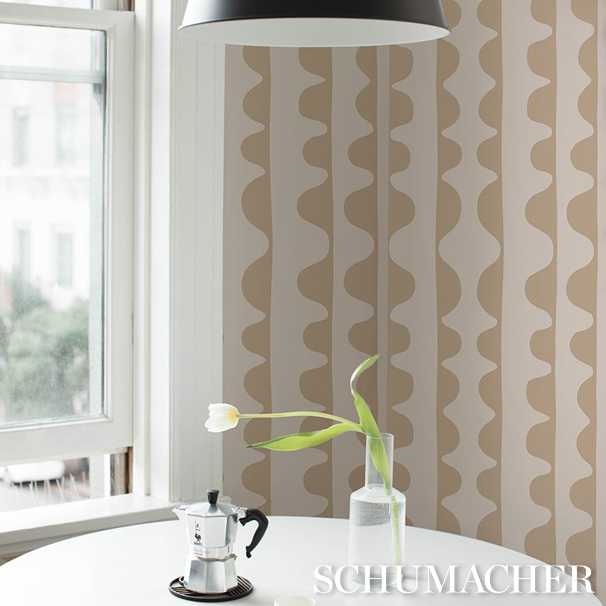 Drift Hand Print Wafer by Schumacher Modern Wavy Stripe Wallpaper – Schumacher 5016620