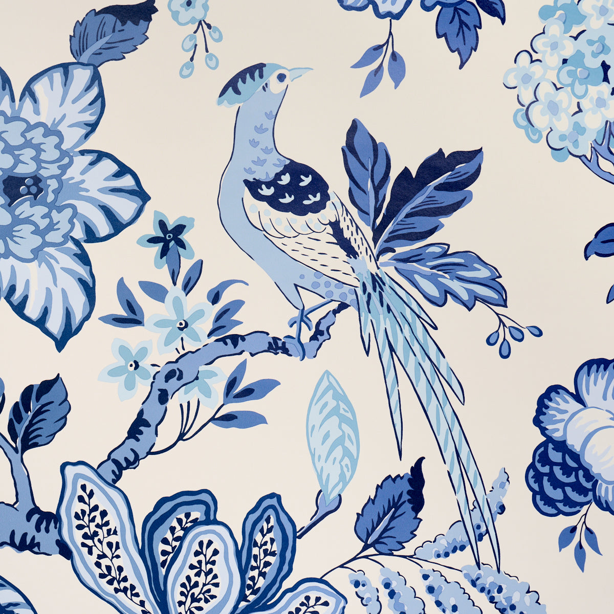 Huntington Gardens Bleu Marine by Schumacher Timothy Corrigan Botanical Wallpaper – Schumacher 5016660